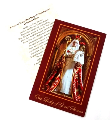 Our Lady of Good Success Red Paper Holy Card