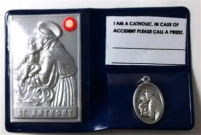 Saint Anthony Relic I Am A Catholic In Case of Accident Please Call A Priest Wallet Folder