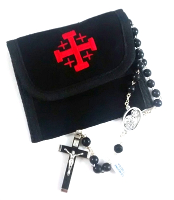 Jerusalem Cross Velcro Rosary or Coin Pouch