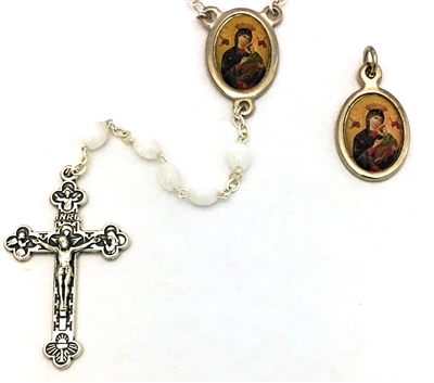 Our Lady of Perpetual Help Cats-Eye Bead Rosary and Colored Medal Set