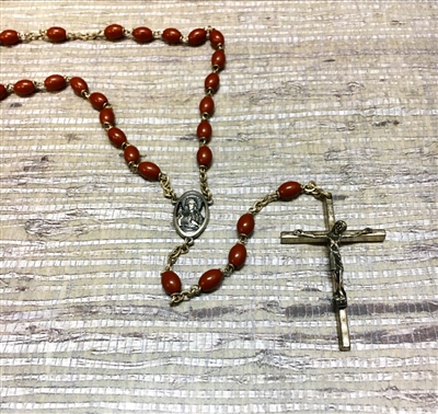 Brown Wood Bead Rosary