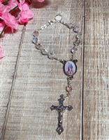 Our Lady of Grace Crystal Bead Auto Rosary