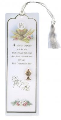 First Communion Laminated with Chalice Medal Bookmark
