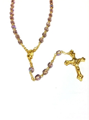 June Birthstone Bead Gold Rosary