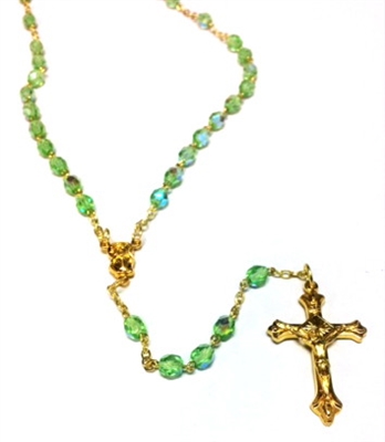 August Birthstone Bead Gold Rosary