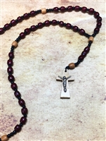 Beaded Bead Dark/Light Wood Bead Cord Rosary