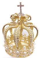 Large Rhinestone Pearl Gold Crown For Statue