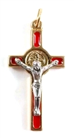 1.5" Gold Red St. Benedict Crucifix