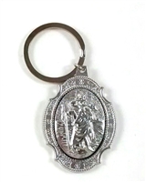Saint Christopher All Silver Keychain