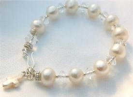 Fresh Water Pearl and  Crystal Rosary Bracelet
