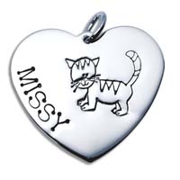 X-Large Heart Charm - Cat