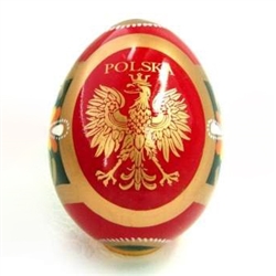 These beautiful wooden eggs are hand painted on one side and feature a Polish Eagle applique on the other side.