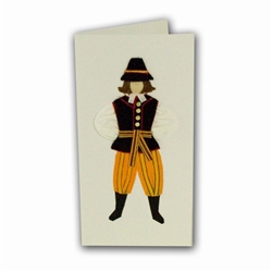 This card is dressed with material and wooden head to give a very special doll-like effect.