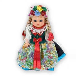 This doll, dressed in a traditional Slask outfit, wonderfully crafted and fun to collect.  Costumes are hand made and vary slightly from doll to doll.