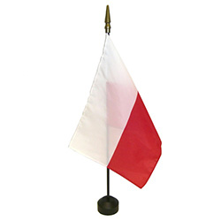 Polish Flag On A Stick Without Eagle, Rayon, Size 8" x 12"