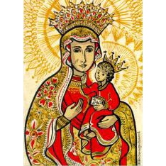 Our Lady of Czestochowa - The "Black Madonna" This is a stylized rendering of the legendary painting of the Polish Madonna of Czestochowa which is enshrined in the chapel of the Jasna Gora monastery.