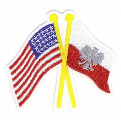 Very nicely embroidered patch of the two flags. Iron on or sew on.