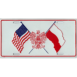 USA - Poland Crossed Flags License Plate