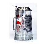 This is a very handsome beer mug! What a great gift for any occasion!  A three-color direct print is permanently fired on the stein body. On the both sides are the Polish white & red flags. A pewter appliquï¿½ is in the front of the stein