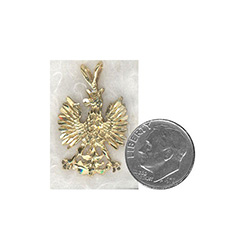 14 carat gold Polish eagle.  These eagles are made in Hamtramck by a master jeweler.  After being removed from the cast they are hand polished and diamond cut which highlights all the details.
(pendant only)