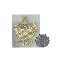 14 carat gold Polish eagle.  These eagles are made in Hamtramck by a master jeweler.  After being removed from the cast they are hand polished and diamond cut which highlights all the details.
(pendant only)