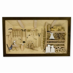 Poland has a long history of craftsmen working with wood in southern Poland. Their workshops produce beautiful hand made boxes, plates and carvings.  This shadow box is a look inside a traditional Polish farmer's barn.  Note the nice attention to detail.