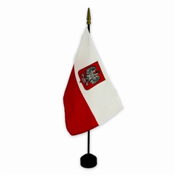 Polish Flag With Eagle - Rayon - 8" x 12"