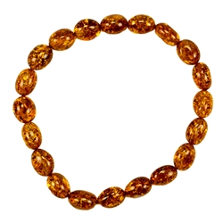 Beautiful oval amber beads on elastic band.