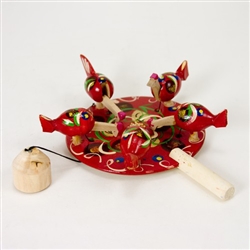 Wooden toy from Russia that will bring smiles to all who try it!  These pecking hens are a perfect example of an old fashioned action toy. Hand made and painted in the villages of Eastern Europe. traditionally made by parents and grandparents for their ch