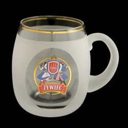 Frosted Glass Zywiec Mug
Made in Krosno, Poland,  the center of Polish fine glassware.