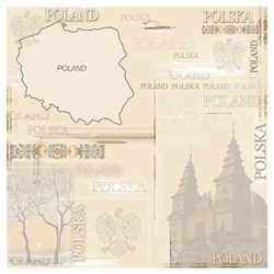 Polish Scrapbook Paper - Map Collage Scrapbook