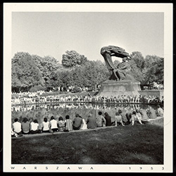 Sunday afternoons at the park by the statue of Chopin listening to classical music was a very popular pastime. Historical Black and White Photo Postcard.