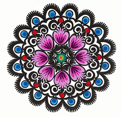 Our Polish paper cuts are made by folk artists in the Lowicz area of central Poland. Each paper cut-out is hand made using sheep sheers to form the designs. The designs from the Lowicz area are with rooster, flower or geometric motifs.