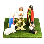 Beautiful hand carved and painted wooden miniature nativity by Szopki maker Marian Wiecek.