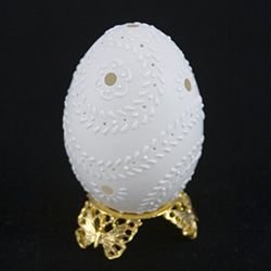 These beautifully designed and executed eggs are hand made by our Polish folk artist from Torun, Poland.  The technique used is called wax embossing which is similar to the batik method of decorating pisanki using several layers of wax.