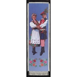 Bookmark - Krakow Folk Dancer Bookmark on Canvas is painted on canvas with the edges tastefully fringed.