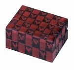 Alternating Hearts Box with hand carving on top and all 4 sides. Satin, mahogany finish.