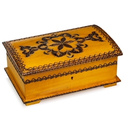 This beautiful box is made of seasoned Linden wood, from the Tatra Mountain region of Poland.  The skilled artisans of this region employ centuries old traditions and meticulous handcraftmanship to create a finished product of uncompromising quality.