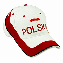 Embroidered Polish Flag Cap Display the Polish colors of red and white with this handsome looking cap with detailed embroidery work.   The front of the cap features an embroidered Polish Flag and the word "Polska" and embroidered "Poland" on the back.