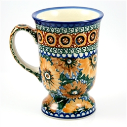 Polish Pottery 8 oz. Pedestal Mug. Hand made in Poland. Pattern U674 designed by Maryla Iwicka.