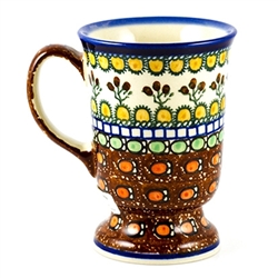 Polish Pottery 8 oz. Pedestal Mug. Hand made in Poland. Pattern U79 designed by Teresa Liana.