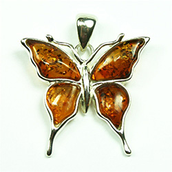 Honey Amber Butterfly Pendant