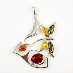 XLarge Multicolor Amber Butterfly Pendant