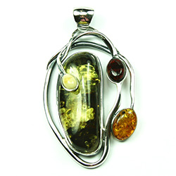 Unique Multi Color Large Amber Pendant