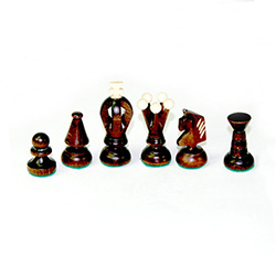 Beautiful hand crafted wooden chess set. Pieces have felt bottoms.
