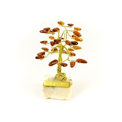 Miniature Amber Tree Of Good Luck  2" Tall