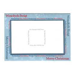 Polish-English Christmas Greeting card, with a slot to hold a standard 4" x 6" (10cm x 15cm) photograph of your choice.  A great way to personalize your Holiday wishes.