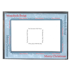 Set of (10) Polish-English Christmas Greeting cards, each card has a slot to hold a standard 4" x 6" (10cm x 15cm) photograph of your choice.