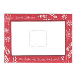 Polish-English Christmas Greeting card, with a slot to hold a standard 4" x 6" (10cm x 15cm) photograph of your choice.  A great way to personalize your Holiday wishes.