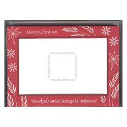 Set of (10) Polish-English Christmas Greeting cards, each card has a slot to hold a standard 4" x 6" (10cm x 15cm) photograph of your choice.